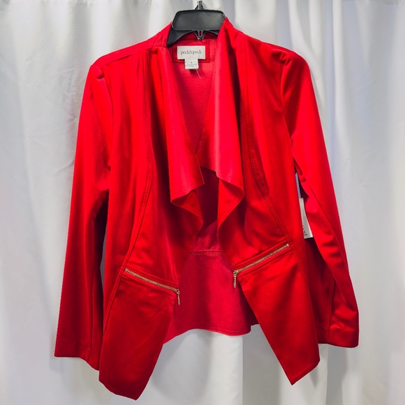 Peck & Peck Jackets & Blazers - NWT Peck & Peck Red Velvet Two Pocket Edge to Edge Jacket M